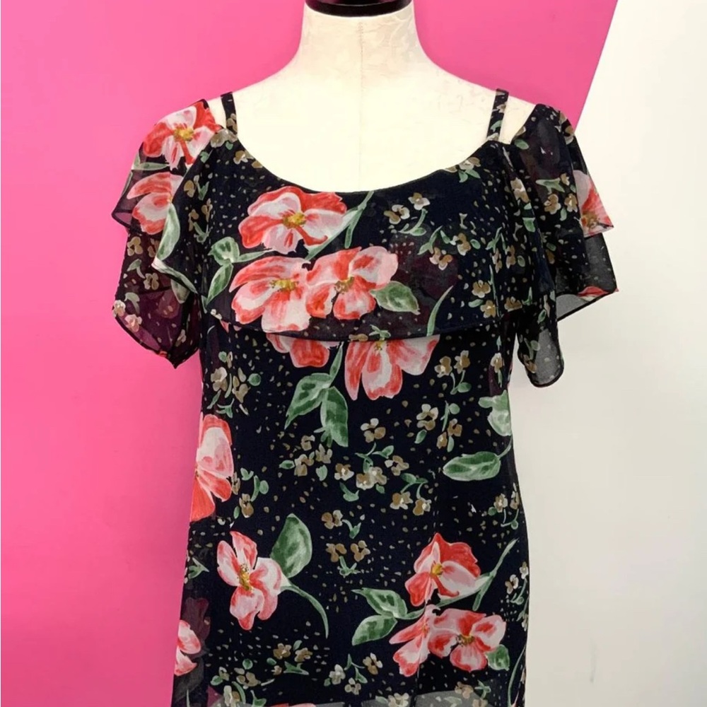 CAbi Pink Ruffled Off-Shoulder Blouse Short Sleeve